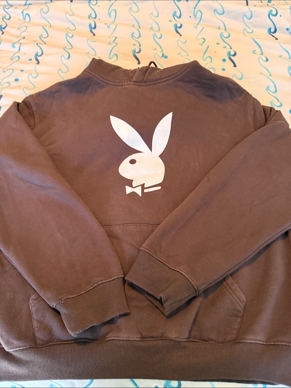 Brown Hoodie with White Playboy Logo